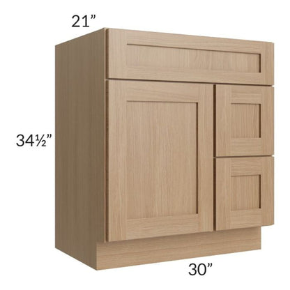 RTA Asheville Rift Oak Shaker 30" Vanity Sink Base Cabinet (Drawers on Right)