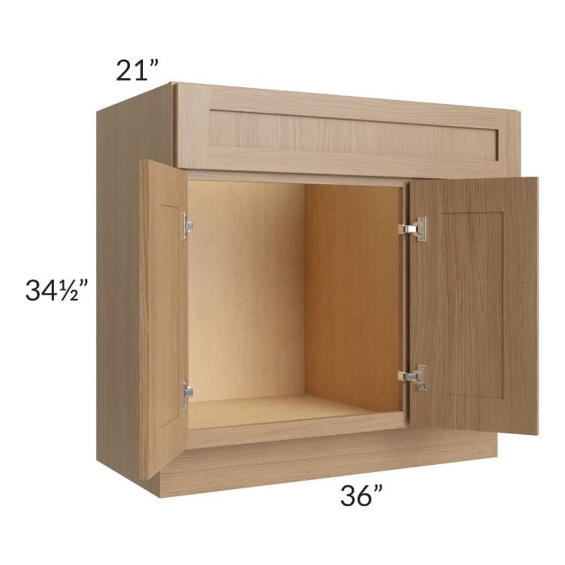 RTA Asheville Rift Oak Shaker 36" Vanity Sink Base Cabinet (Drawers on Right)