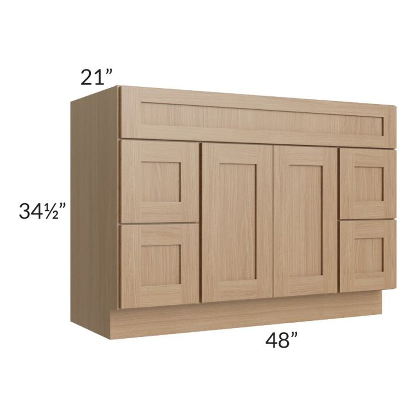RTA Asheville Rift Oak Shaker 48" Vanity Sink Base Cabinet