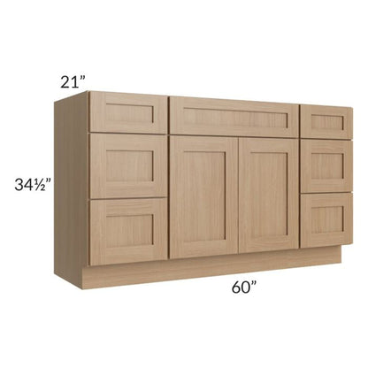 RTA Asheville Rift Oak Shaker 60" Vanity Sink Base Cabinet