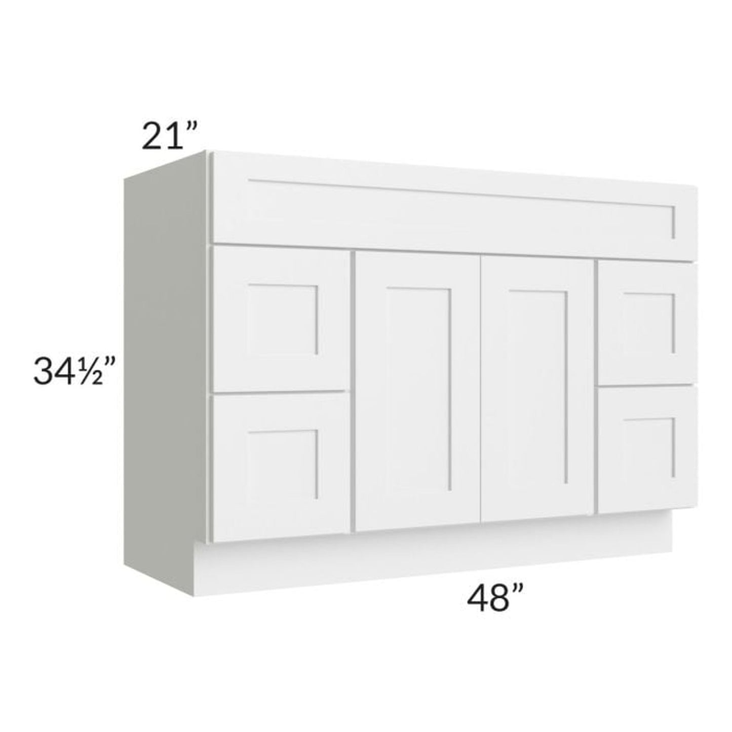 RTA Asheville White Shaker 48" Vanity Sink Base Cabinet