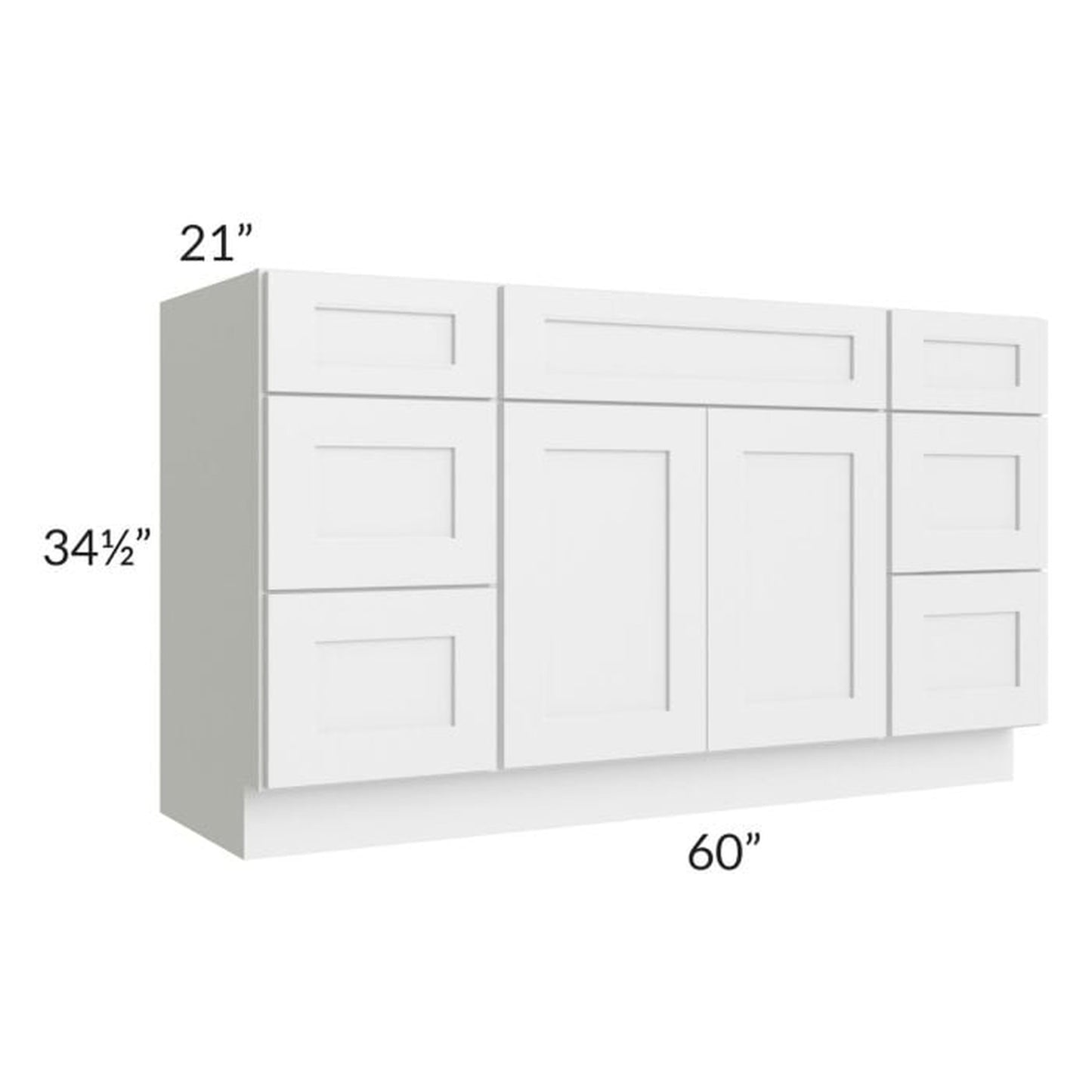 RTA Asheville White Shaker 60" Vanity Sink Base Cabinet