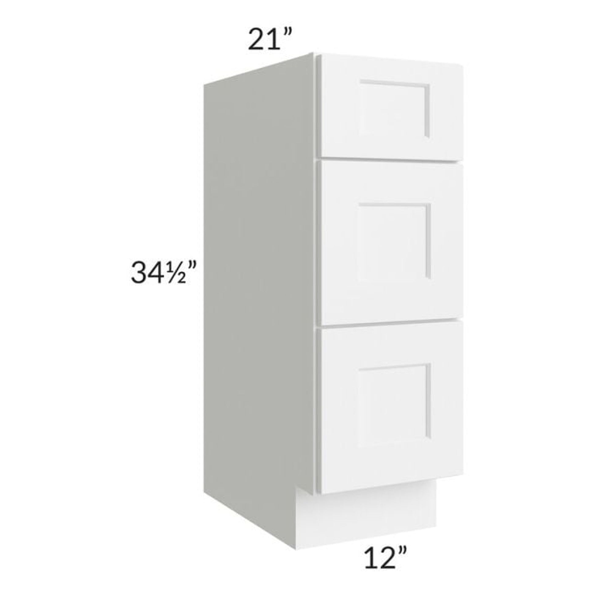 RTA Aspen White Shaker 12" Drawer Base Bathroom Vanity Cabinet