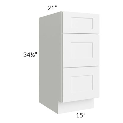 RTA Aspen White Shaker 15" Drawer Base Bathroom Vanity Cabinet