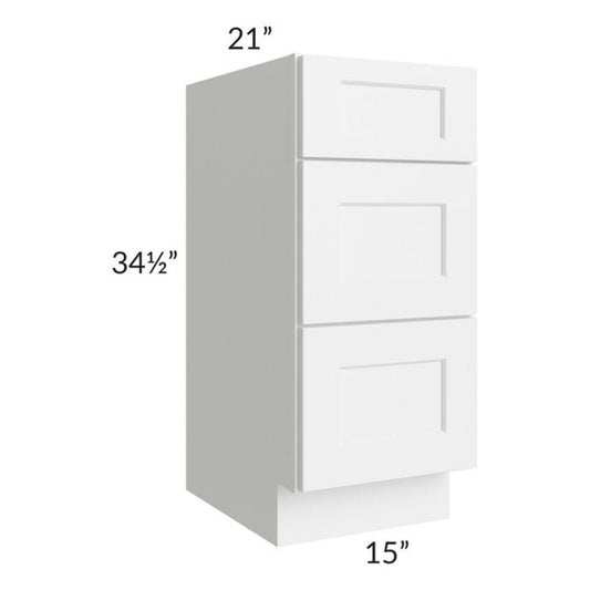 RTA Aspen White Shaker 15" Drawer Base Bathroom Vanity Cabinet