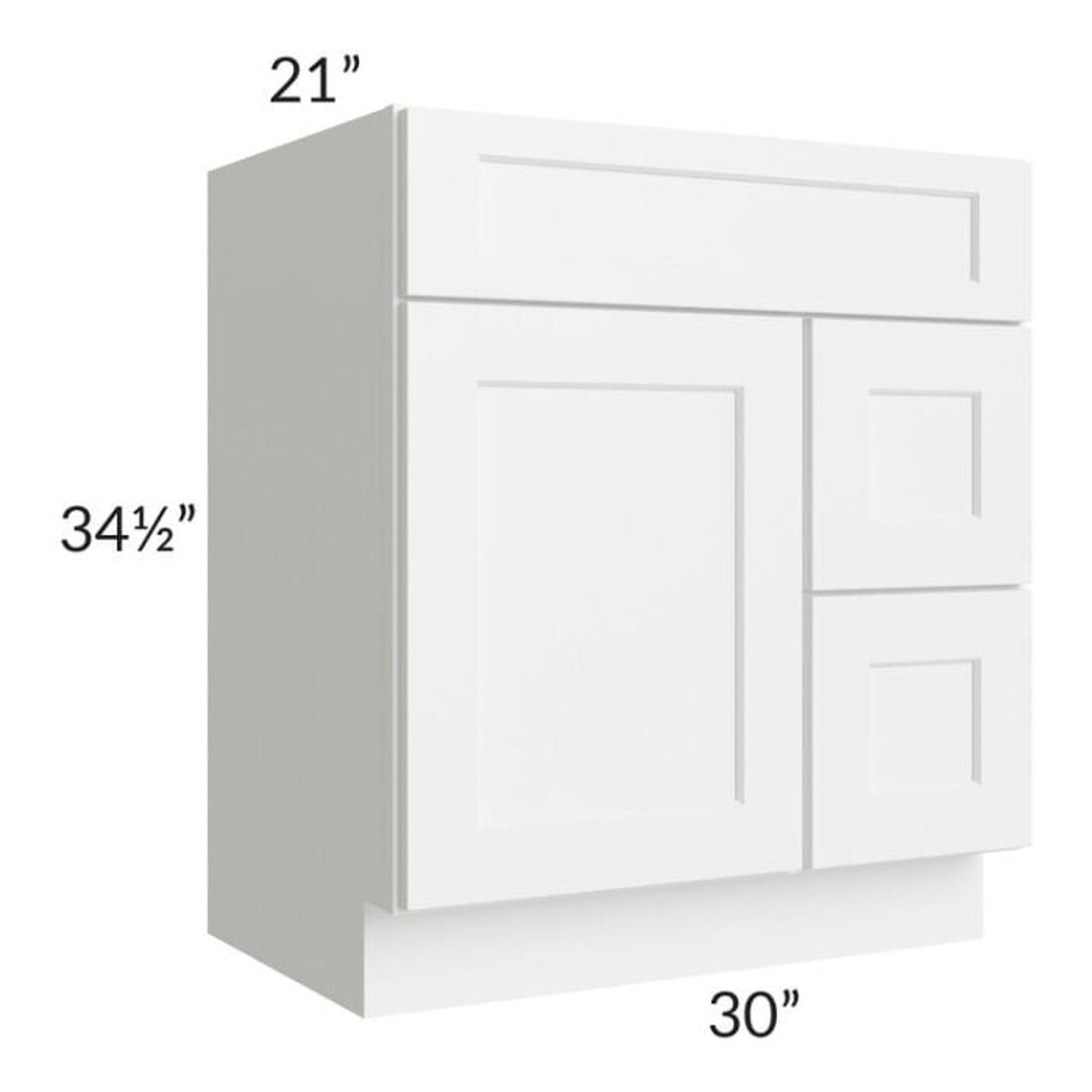 RTA Aspen White Shaker 30" Bathroom Vanity With 1 Door On The Left