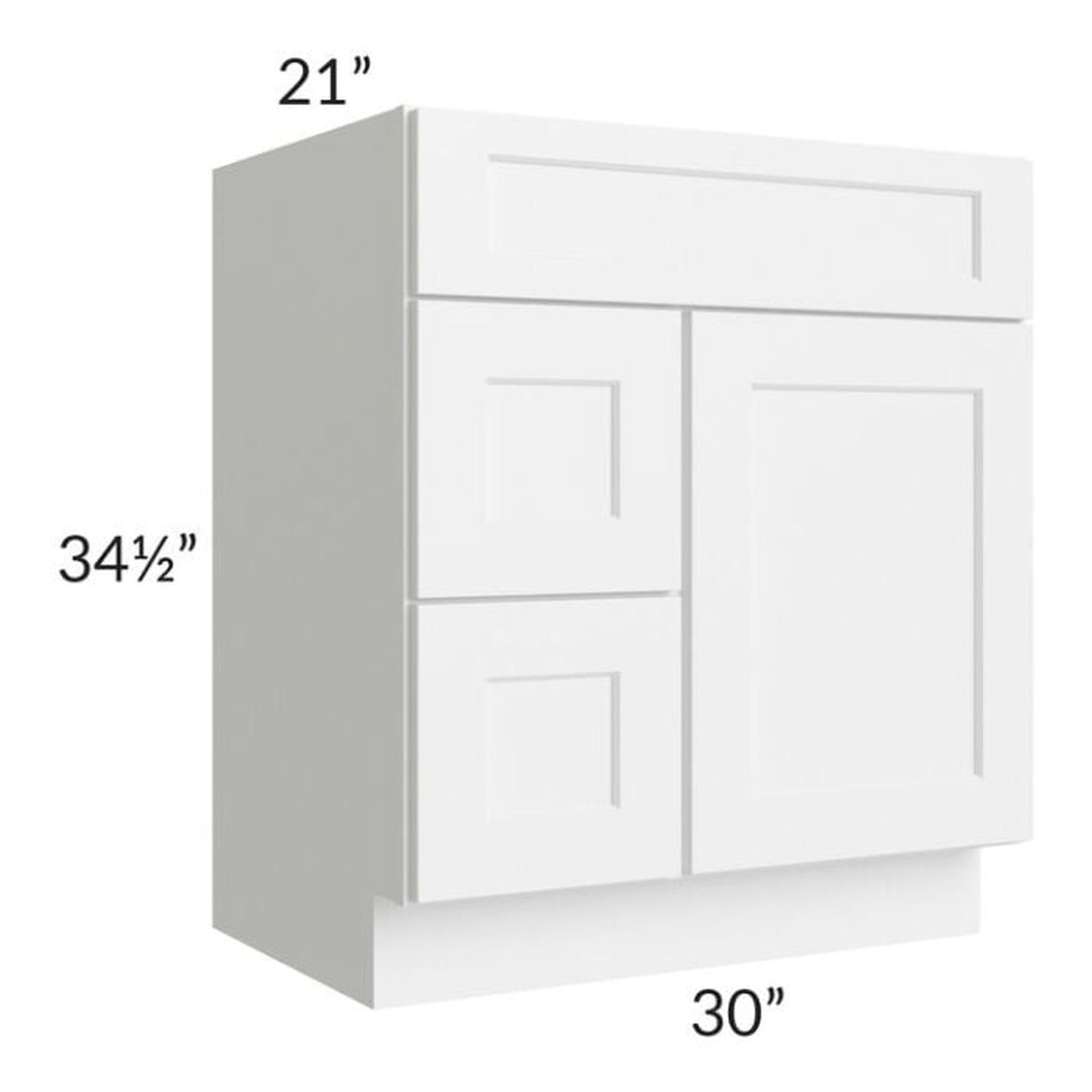 RTA Aspen White Shaker 30" Bathroom Vanity With 1 Door On The Right