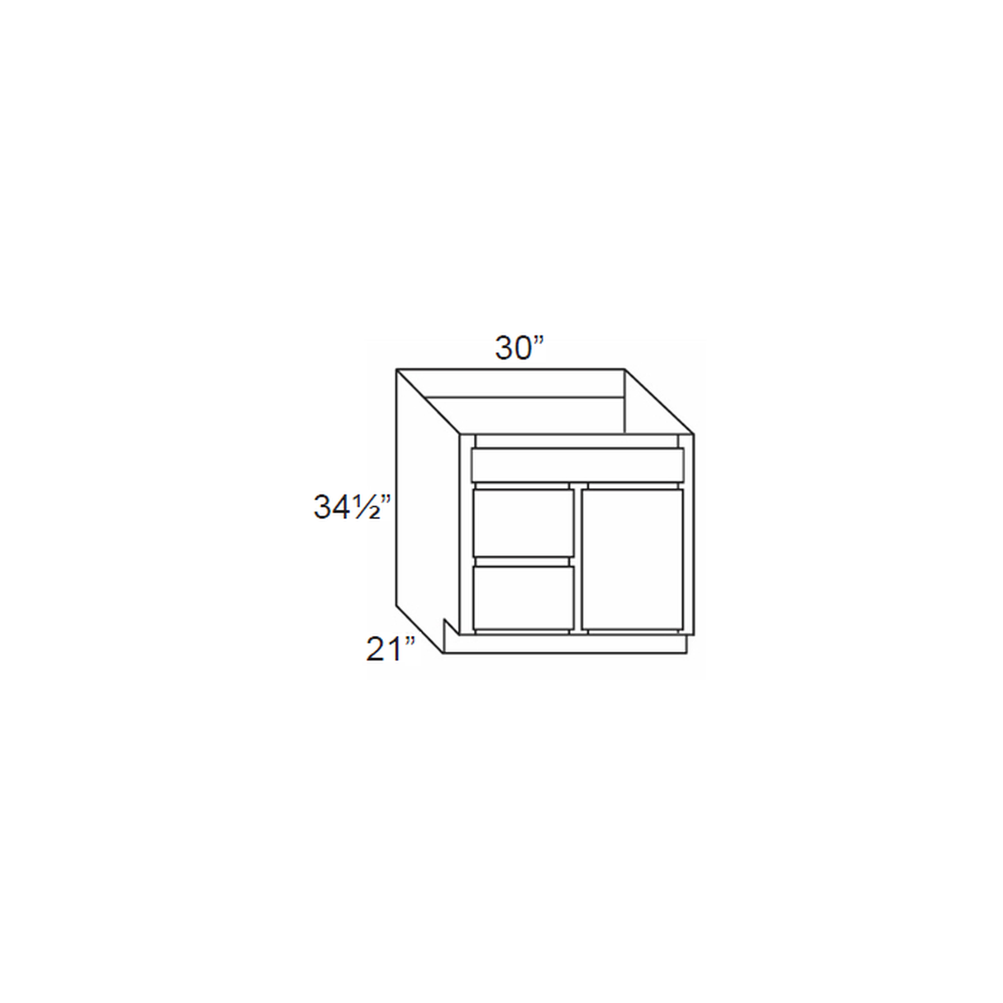 RTA Aspen White Shaker 30" Bathroom Vanity With 1 Door On The Right