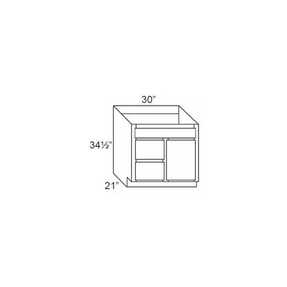 RTA Aspen White Shaker 30" Bathroom Vanity With 1 Door On The Right