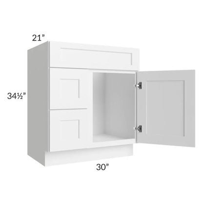 RTA Aspen White Shaker 30" Bathroom Vanity With 1 Door On The Right