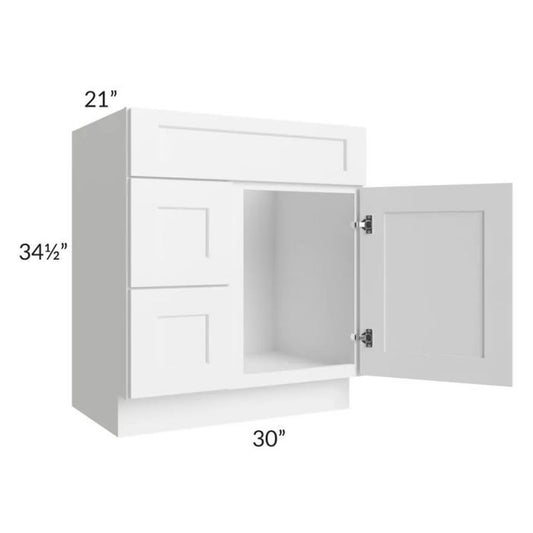 RTA Aspen White Shaker 30" Bathroom Vanity With 1 Door On The Right