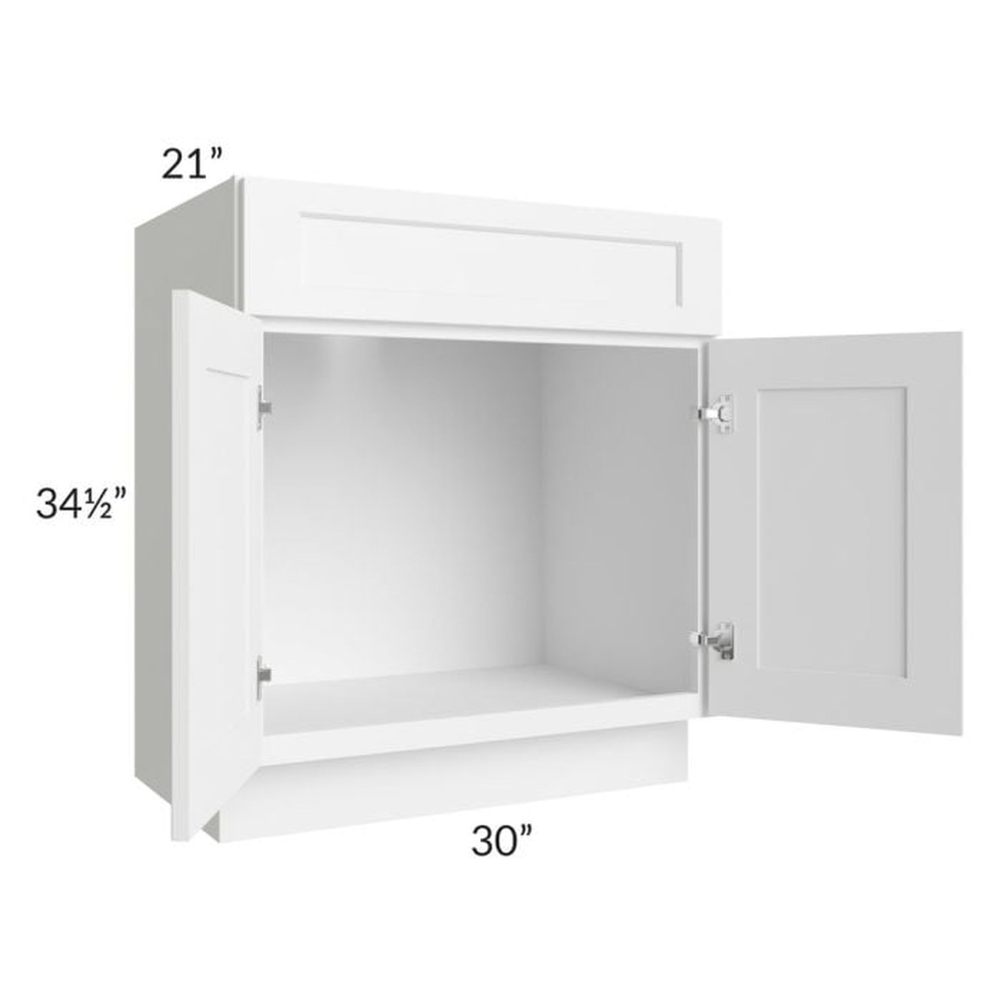 RTA Aspen White Shaker 30" Bathroom Vanity With 2 Doors