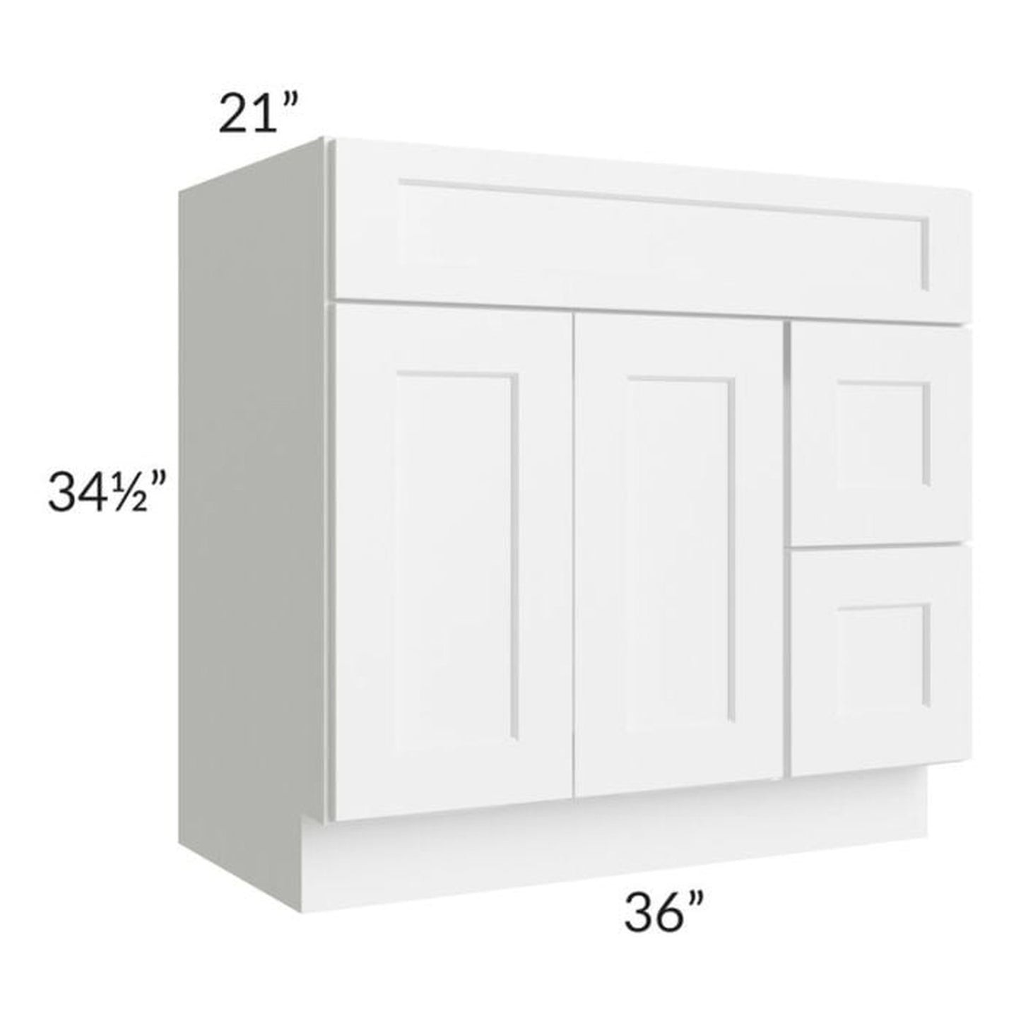 RTA Aspen White Shaker 36" Bathroom Vanity With 2 Doors On The Left