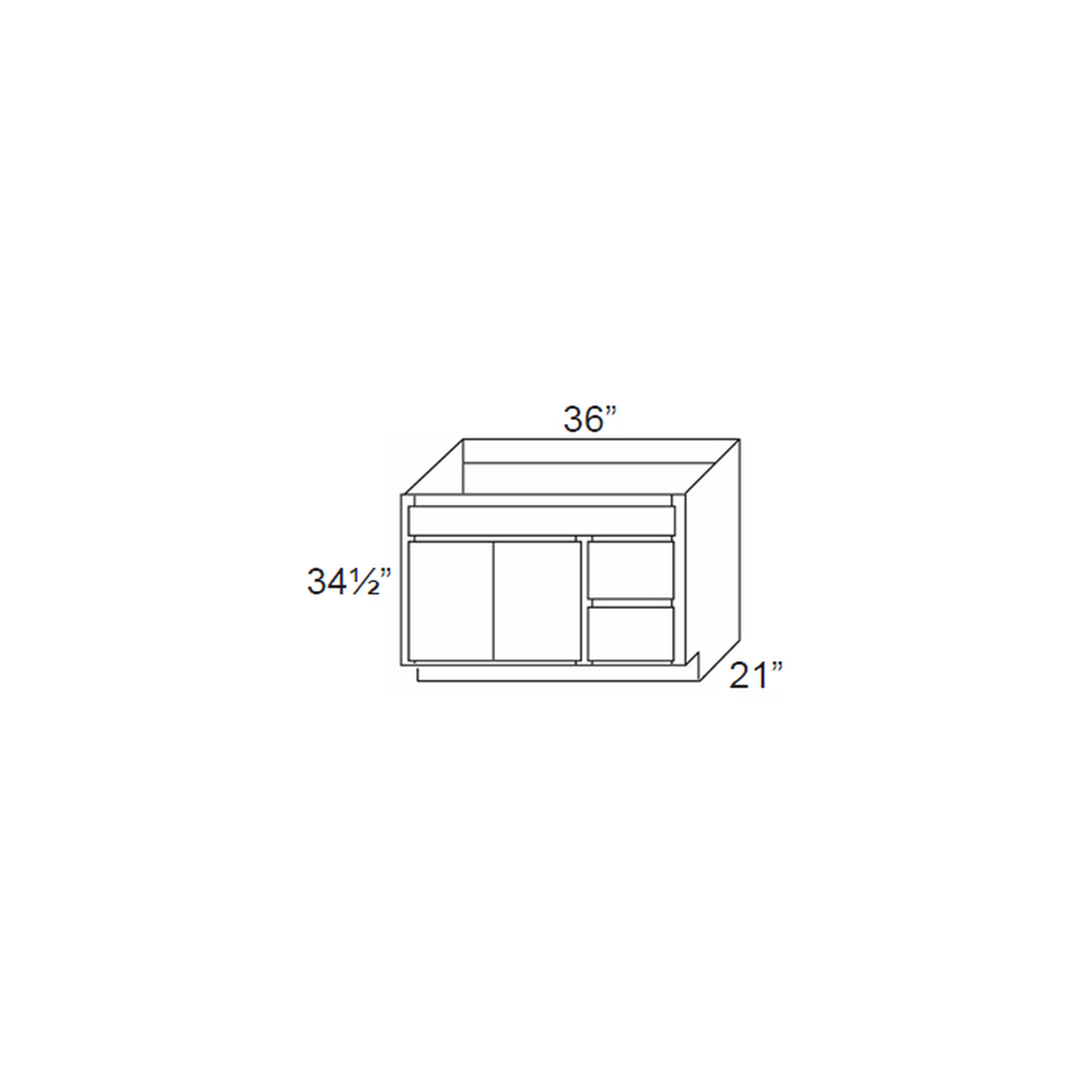 RTA Aspen White Shaker 36" Bathroom Vanity With 2 Doors On The Left