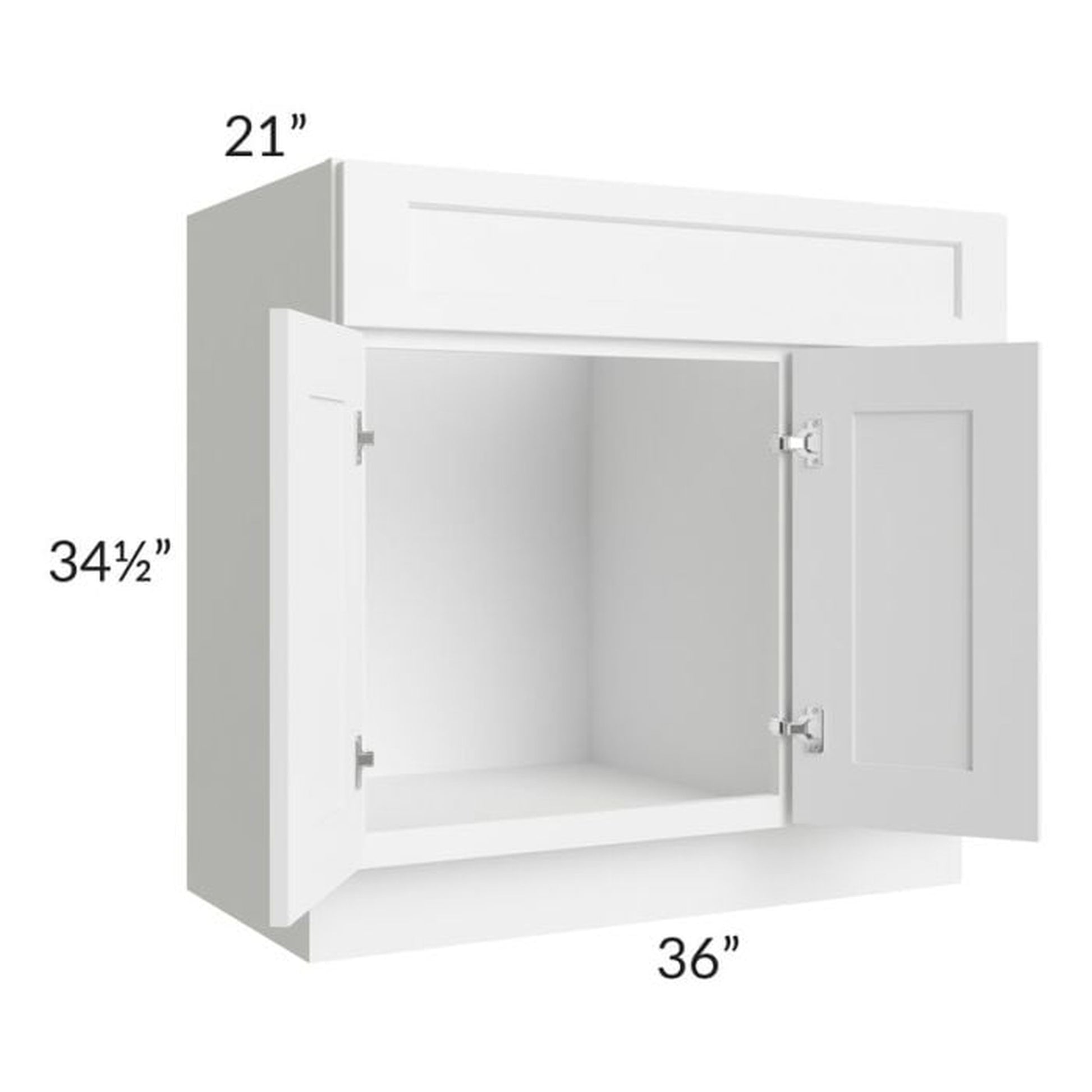 RTA Aspen White Shaker 36" Bathroom Vanity With 2 Doors On The Left