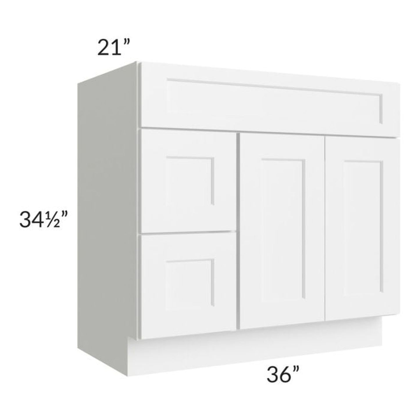 RTA Aspen White Shaker 36" Bathroom Vanity With 2 Doors On The Right