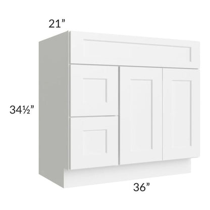 RTA Aspen White Shaker 36" Bathroom Vanity With 2 Doors On The Right