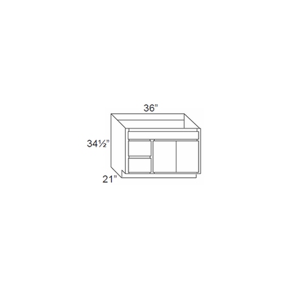 RTA Aspen White Shaker 36" Bathroom Vanity With 2 Doors On The Right