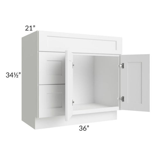 RTA Aspen White Shaker 36" Bathroom Vanity With 2 Doors On The Right