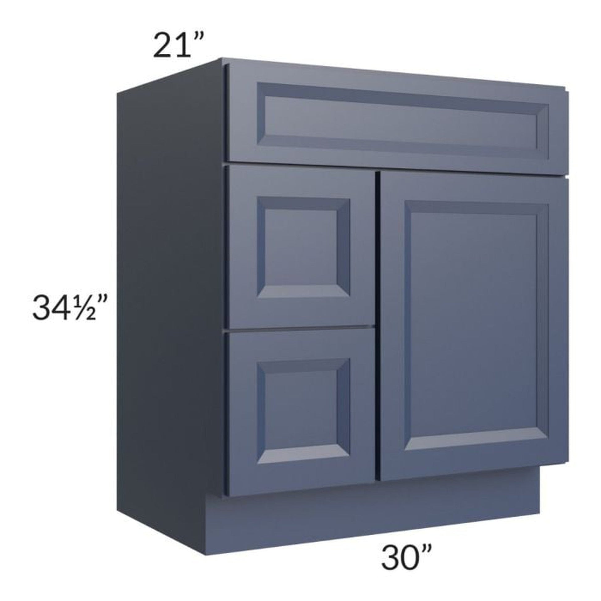 RTA Bayville Blue 30" Vanity Sink Base Cabinet (Drawers on Left)