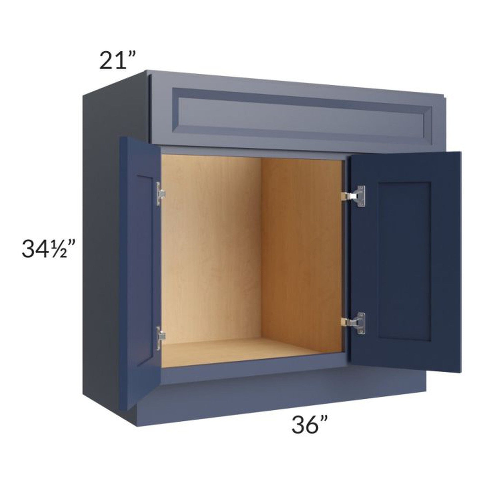 RTA Bayville Blue 36" Vanity Sink Base Cabinet (Drawers on Right)