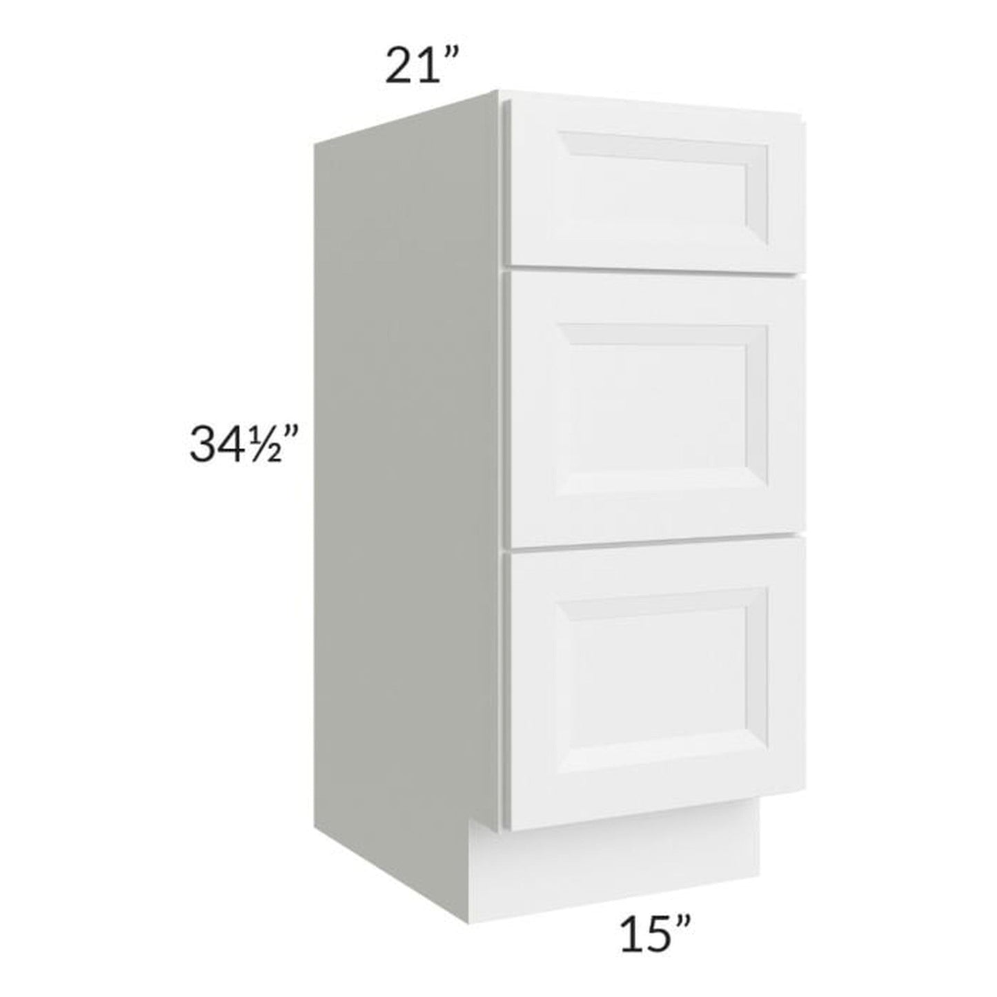 RTA Bayville White 15" 3-Drawer Vanity Base Cabinet