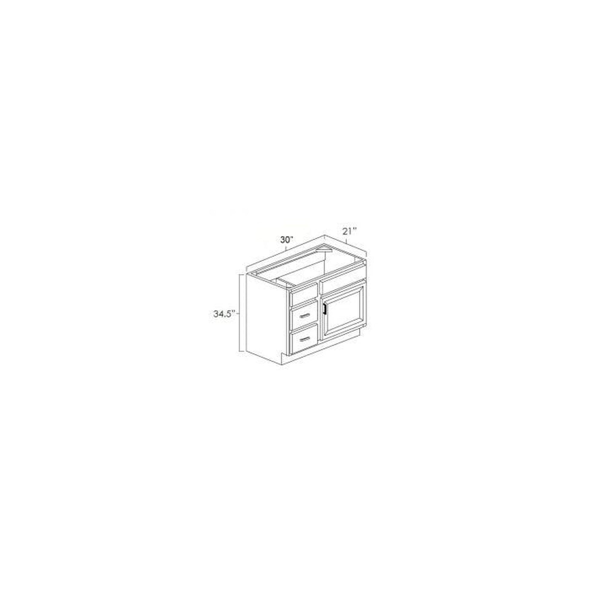 RTA Biscotti Cafe Glazed 30" Vanity Sink Base Cabinet (Drawers on Left)