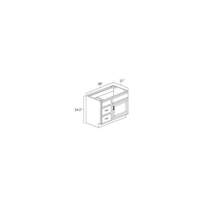 RTA Biscotti Cafe Glazed 30" Vanity Sink Base Cabinet (Drawers on Left)