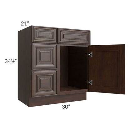 RTA Biscotti Cafe Glazed 30" Vanity Sink Base Cabinet (Drawers on Left)