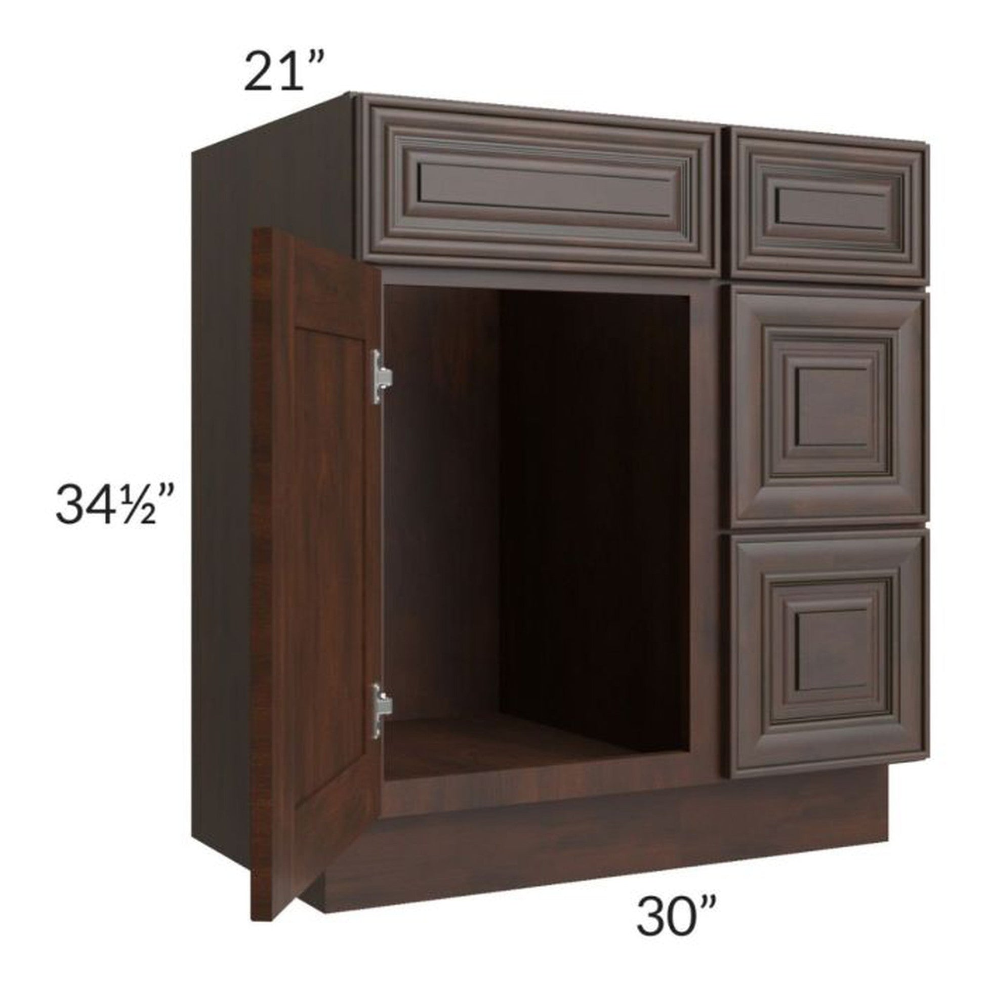 RTA Biscotti Cafe Glazed 30" Vanity Sink Base Cabinet (Drawers on Right)