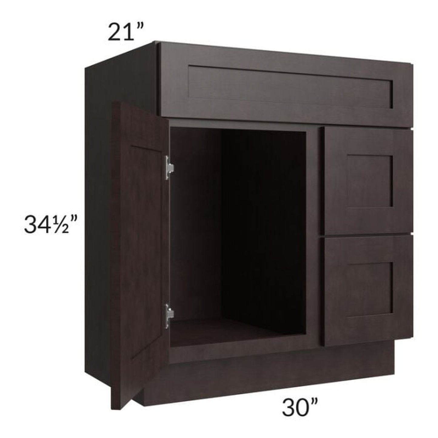 RTA Brazilian Shaker 30" Bathroom Vanity(Drawers on Right)