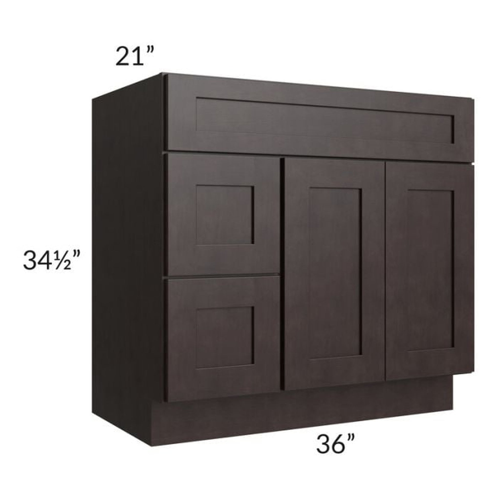 RTA Brazilian Shaker 36" Bathroom Vanity(Drawers on Left)