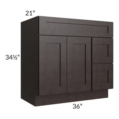 RTA Brazilian Shaker 36" Bathroom Vanity(Drawers on Right)