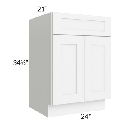 RTA Brilliant White Shaker 24" Vanity Base Cabinet with 2 Decorative End Panels