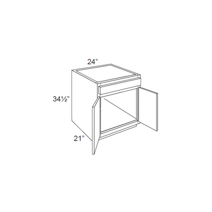 RTA Brilliant White Shaker 24" Vanity Base Cabinet with 2 Decorative End Panels