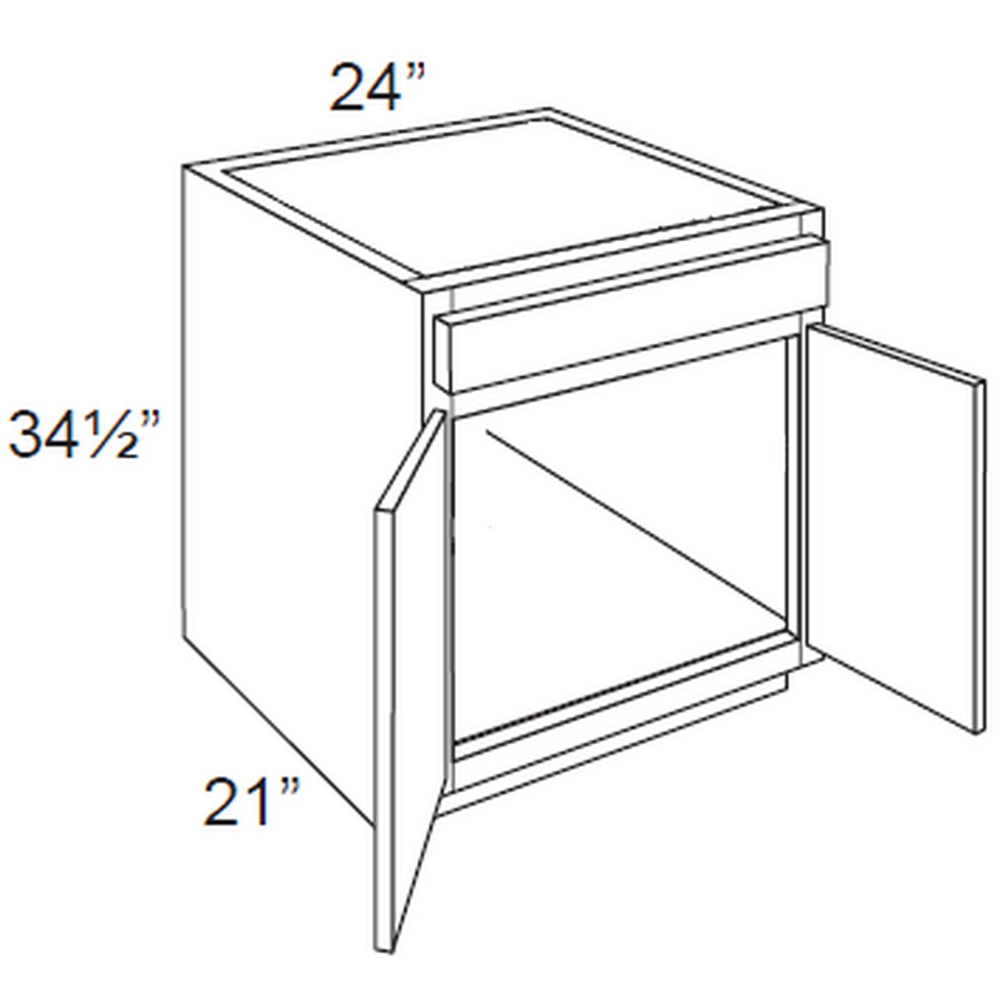 RTA Brilliant White Shaker 24" Vanity Sink Base Cabinet with 2 Decorative END Panels