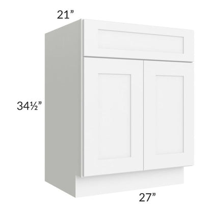 RTA Brilliant White Shaker 27" Vanity Base Cabinet with 2 Decorative End Panels