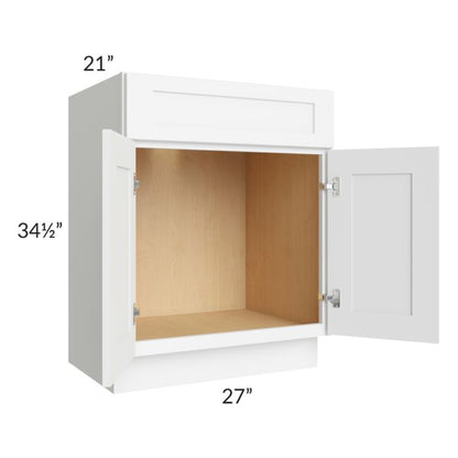 RTA Brilliant White Shaker 27" Vanity Base Cabinet with 2 Decorative End Panels