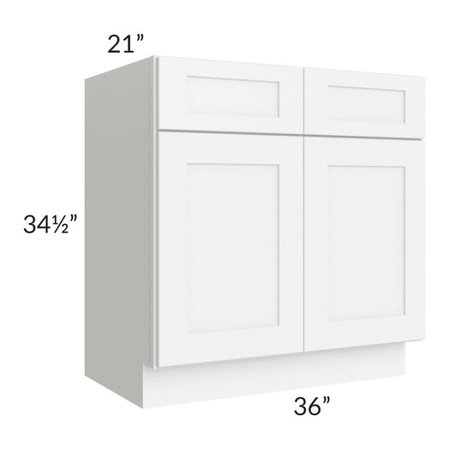 RTA Brilliant White Shaker SW-VS36 36" Vanity Base Cabinet with 1 Decorative End Panel