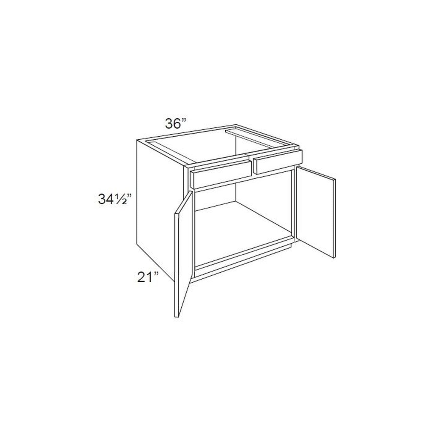 RTA Brilliant White Shaker SW-VS36 36" Vanity Base Cabinet with 1 Decorative End Panel