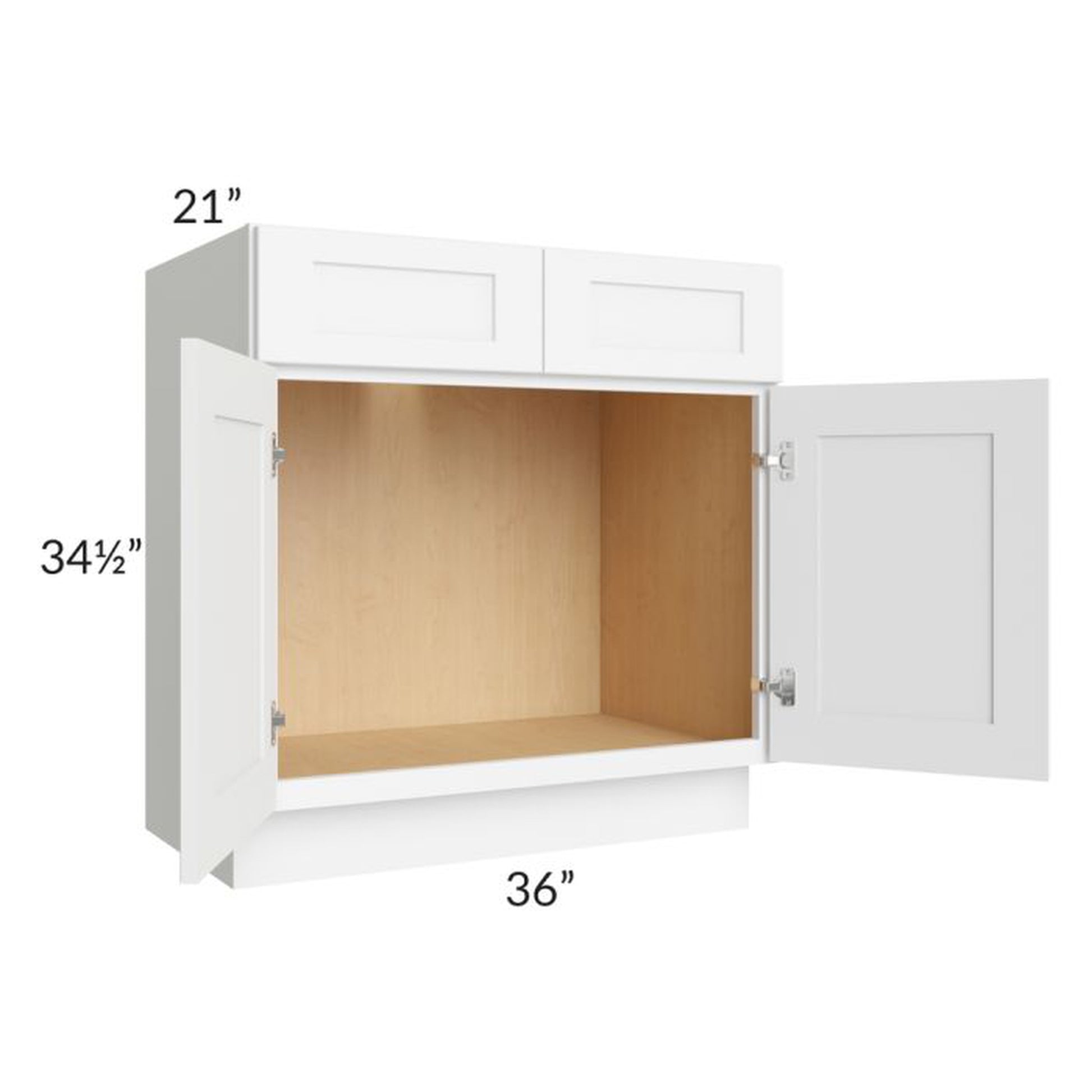 RTA Brilliant White Shaker SW-VS36 36" Vanity Base Cabinet with 1 Decorative End Panel