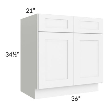 RTA Brilliant White Shaker SW-VS36 36" Vanity Base Cabinet with 2 Decorative End Panels