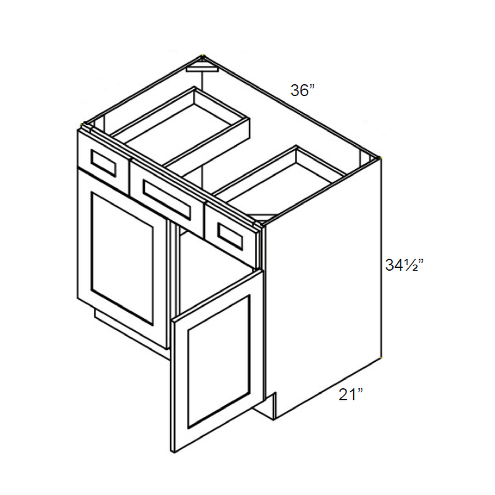 RTA Brilliant White Shaker SW-VSD36 36" Vanity Base Cabinet