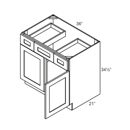 RTA Brilliant White Shaker SW-VSD36 36" Vanity Base Cabinet