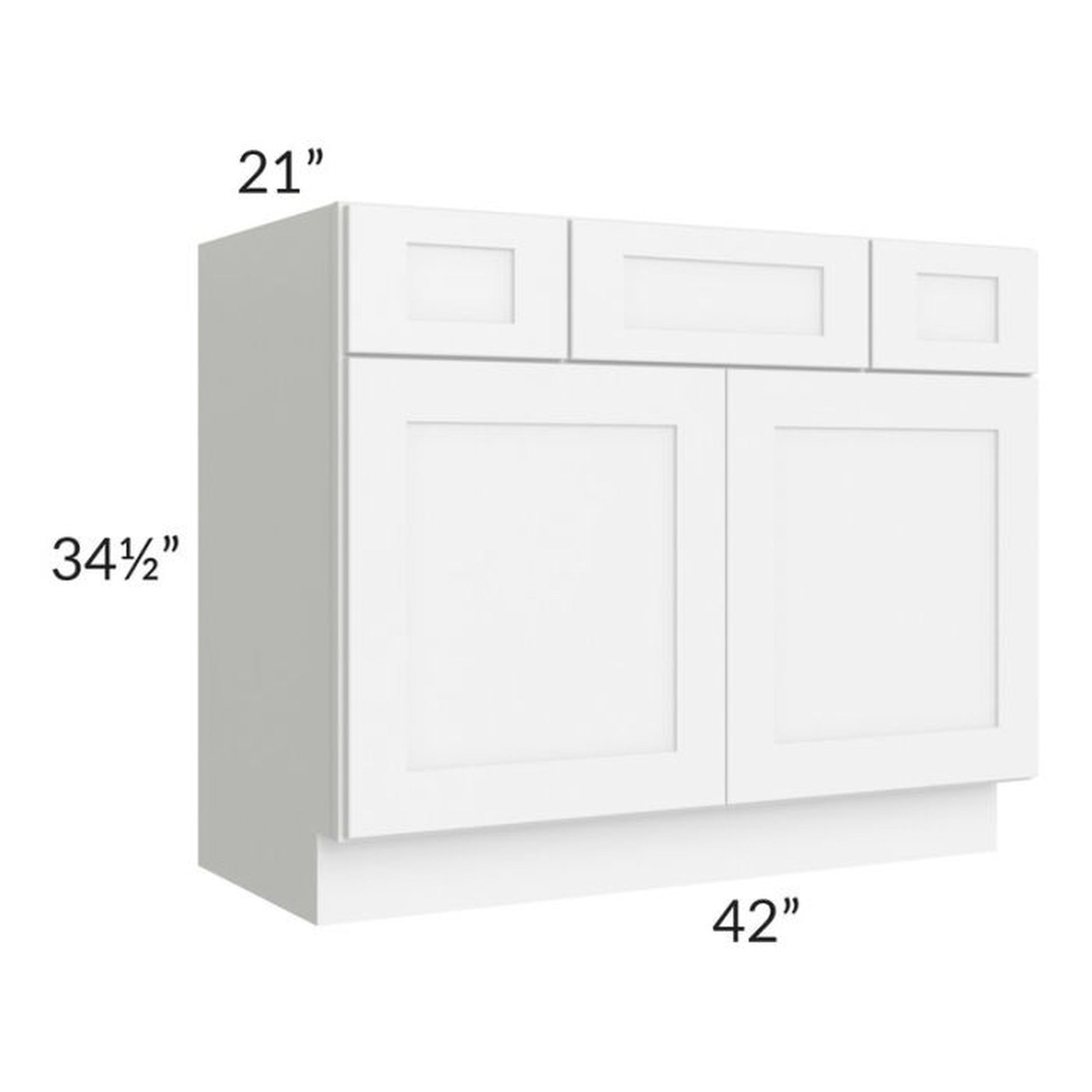 RTA Brilliant White Shaker SW-VSD42 42" Vanity Base Cabinet with 1 Decorative End Panel