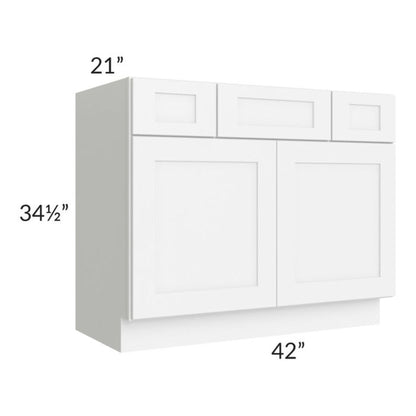 RTA Brilliant White Shaker SW-VSD42 42" Vanity Base Cabinet with 1 Decorative End Panel