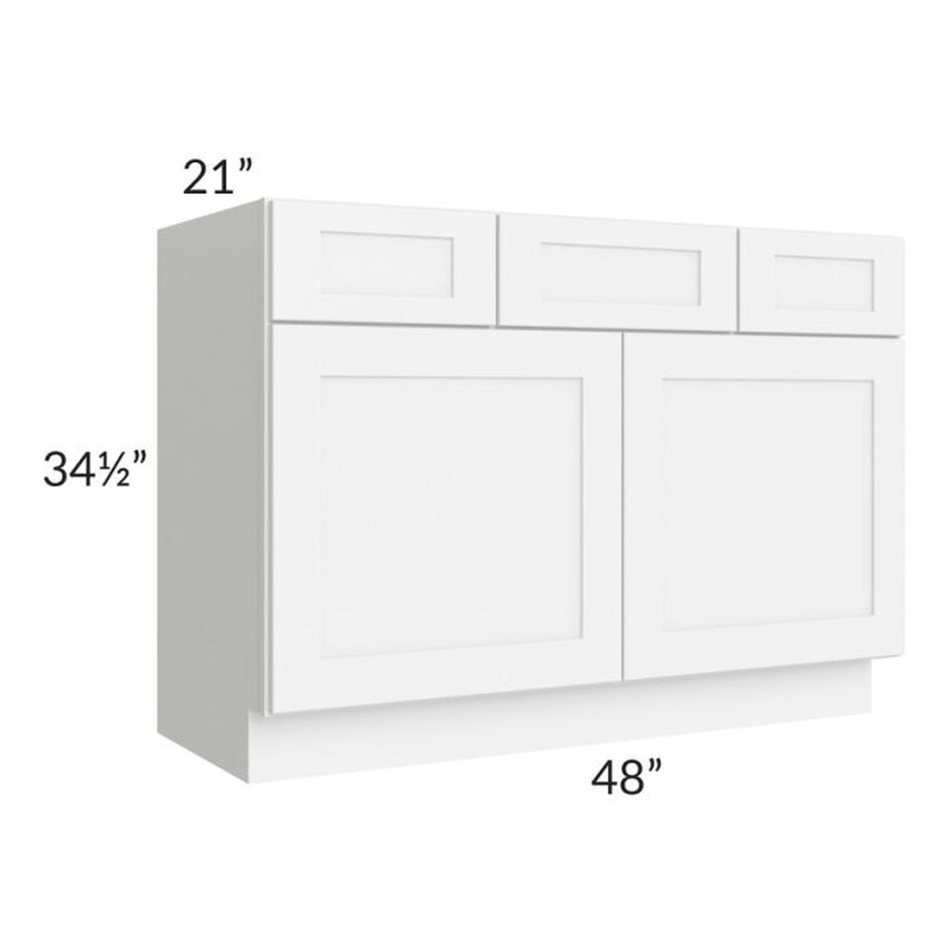 RTA Brilliant White Shaker SW-VSD48 48" Vanity Base Cabinet