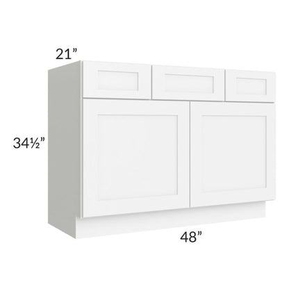 RTA Brilliant White Shaker SW-VSD48 48" Vanity Base Cabinet with 1 Decorative End Panel