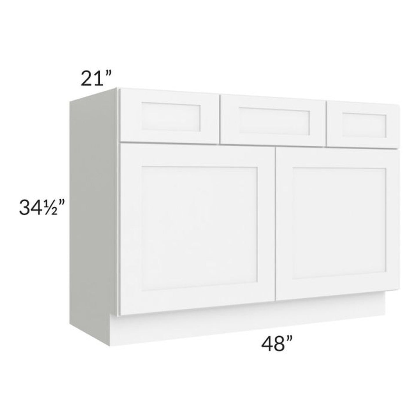 RTA Brilliant White Shaker SW-VSD48 48" Vanity Base Cabinet with 2 Decorative End Panels