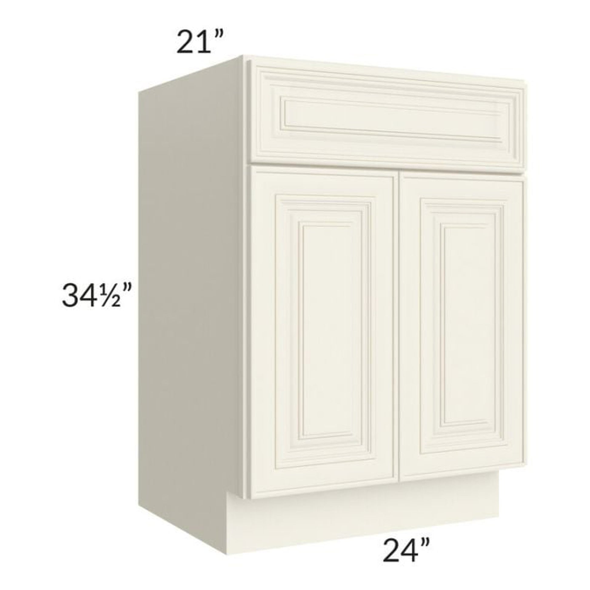 RTA Cambridge Antique White Glaze 24" Vanity Base Cabinet with 2 Decorative End Panels